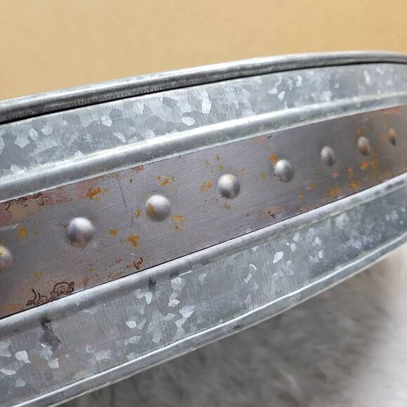Galvanized Oval Tin Rustic Serving Tray - Picture 2 of 6